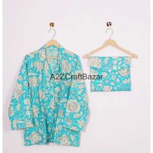 Conjuntos de Pijamas de Verano para Mujer, 100% Algodón, Estilo Vintage Floral, con Cintura Elástica y Mangas Largas, Ropa de Dormir Suave y Transpirable, Venta al Por Mayor - Product Image 3