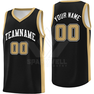 Camiseta de Baloncesto Personalizada, 100% Poliéster, Impresión Digital, Negra y Blanca, Malla sin Mangas, Cuello en V, Unisex, para Adultos, Nombre y Número del Equipo - Product Image 1