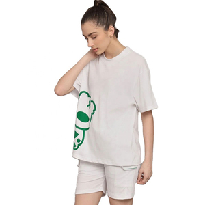 ชุดเซ็ตคู่สำหรับผู้หญิงมาใหม่ เสื้อยืดพิมพ์ลายกราฟิกหัวคนนอนหลับสีน้ำเงินผ้าฝ้าย และกางเกงขาสั้น ชุดเซ็ตคู่สำหรับผู้หญิง ผ้าสั่งทำพิเศษสำหรับสาวๆ - Product Image 3