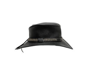 Black Leather Cowboy <b>Hat</b> Unisex Adjustable Outdoor Wide Brim Casual Style Spring <b>Summer</b> 56-58CM - Product Image 2