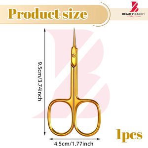 Produit tendance de couleur dorée, outil de soin personnel, ciseaux à cuticules pour couper les peaux mortes, lame droite et tranchante, personnalisation possible. - Product Image 2