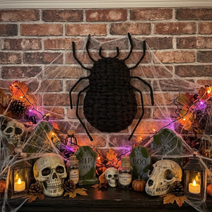 Decoración de Pared de Jacinto de Agua Tejida a Mano, Decoración de Araña Negra para Halloween, Decoración Interior para el Hogar, Hecha en Vietnam - Product Image 4