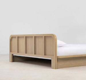 โครงเตียงไม้สักหุ้มผ้าสไตล์โมเดิร์นรักษ์โลก หัวเตียงผ้าแบบมินิมอล สไตล์สแกนดิเนเวียน เตียงแพลตฟอร์มขนาดคิงไซส์ รับประกัน 3 ปี - Product Image 4