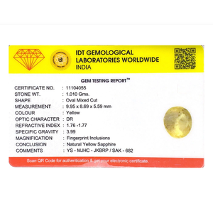 5.05 Carat Oval Cut Yellow Sapphire Loose Gemstone for Fine Jewelry - Product Image 4