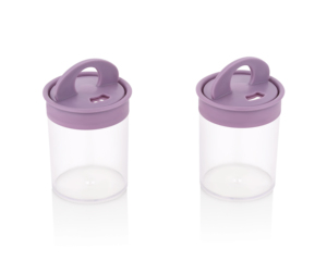 Juego de recipientes para especias con tapa morada doble, de plástico transparente, resistentes al polvo, para hierbas y especias - Product Image 1