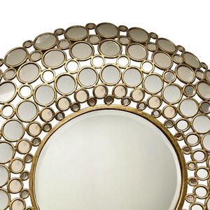 Espejo de Pared Redondo Estilo Bohemio con Diseño de Mosaico de Vidrio Circular, Marco Metálico, Arte Decorativo - Product Image 2