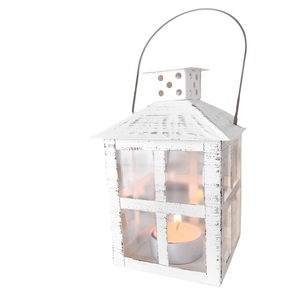 Portavelas Rústico Blanco Vintage, Decorativo, Estilo Farol, Centro de Mesa para Bodas, Decoración a Precio Razonable - Product Image 1