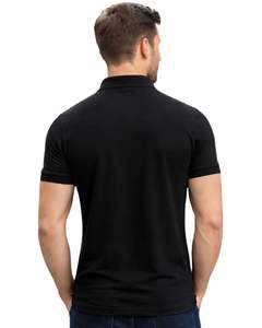 Polo en coton noir personnalisé pour homme avec col demi-zip, coupe ajustée, manches courtes, tenue décontractée d'été, fabricant OEM, approvisionnement en gros - Product Image 2