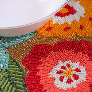 Hand-Beaded <b>Table</b> <b>Runner</b> Slender Design <b>Table</b> Mat for Elegant <b>Dining</b> - Product Image 3