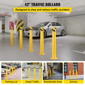 Barriera di Sicurezza in Acciaio Verniciato a Polvere Gialla, Altezza 42 Pollici, Diametro Esterno 4 1/2 Pollici, 4 Pezzi Gratuiti per Uso Stradale - Product Image 2