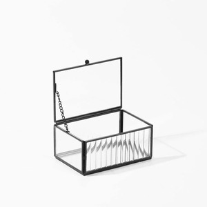 <b>Wedding</b> Gift Metal & Glass Jewelry <b>Box</b> Premium <b>Keepsake</b> Organizer for Rings Earrings Necklace Bracelet Anniversary Decor - Product Image 1
