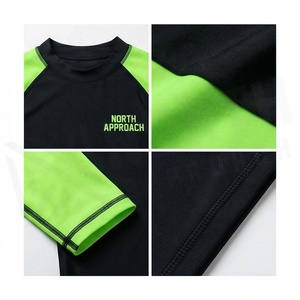 North Approach Ensemble de bain 2 pièces pour homme, manches longues, protection anti-UV, vert et noir, design contrasté - Product Image 4