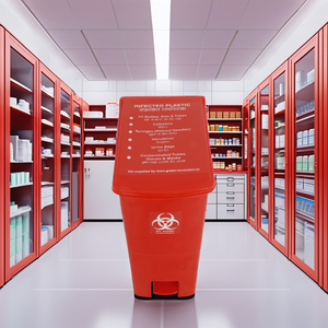 Eco-Friendly Open Top Foot Pedal Square Waste <b>Bin</b> for Hospital Use Made of <b>Plastic</b> Heavy Duty - Product Image 1