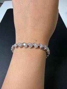 Bracelet Tennis en Argent 925 Blanc avec Moissanite Ronde, Maillons en S, Chaîne Spirale, Bijou de Luxe, Chaîne Statement - Product Image 5
