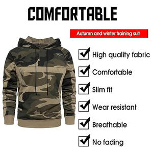 Ensemble de sweat-shirt à capuche camouflage pour homme, manches raglan, tricoté, respirant, décontracté, pour l'automne - Product Image 4