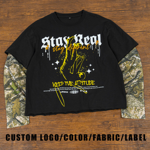 Camiseta de Manga Larga con Estampado de Camuflaje, Estilo Urbano, Personalizada, de Doble Capa, para Hombre - Product Image 1