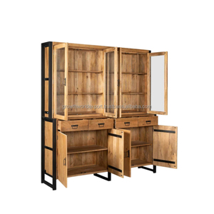 Planche latérale en bois indien 2025 fabriquée à la main avec 4 tiroirs avec 8 portes stockage fer support chambre stockage planche latérale bois indien - Product Image 4