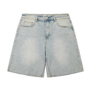 Pantalones Cortos de Mezclilla para Hombre, Diseño de Puntos Azul Claro, Cintura Alta, Cierre de Botones, Estilo Casual, Tejido de Algodón - Product Image 4