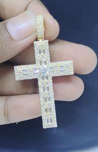 Colgante de cruz con incrustaciones de moissanita, Plata 925, Joyería Hip Hop de fe religiosa para raperos, con incrustaciones brillantes, Chapado en rodio de lujo, Regalos para fiestas - Product Image 6