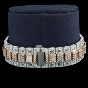 นาฬิกาพรีเมียมประดับเพชรโมอิสซาไนต์ทรงกลม ดีไซน์ฮิปฮอป ตัวเรือนทรงเหลี่ยม ตัวเลขโรมัน คลาสสิก สองสี ประดับเพชรเต็มเรือน - Product Image 3