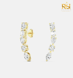 Five Shape Mix Lab Grown <b>Diamond</b> Linear Drop <b>Earrings</b> Multi Cut <b>Dangle</b> <b>Earrings</b> 9K 14K 18K Solid Gold Fine Jewelry - Product Image 2