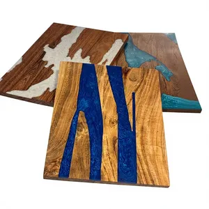Planche à découper artisanale haut de gamme en bois et résine époxy, élégante et artistique, pour viande, légumes, fruits, fromages, cuisine - Product Image 1