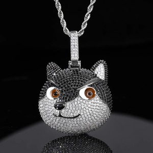 Colgante Cabeza de Zorro Iced Out de Plata 925 con Moissanita Micro Pavé, Joyería Hip Hop, Colgante para Amantes de los Animales, Colgante Bling para Raperos - Product Image 1