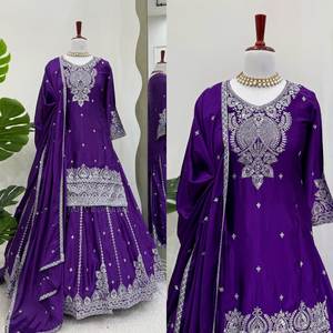 Lehenga pour femme, fait main, moderne, ethnique, en faux georgette, orné de sequins, pour Diwali, mariage, fête, remise de diplôme, printemps, automne, été, hiver - Product Image 3