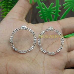 Boucles d'oreilles rondes en argent 925, minimalistes, légères, bijoux fantaisie faits à la main, élégantes, cadeau pour femme - Product Image 3