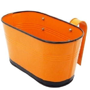 Macetero de Metal moderno para decoración del hogar, soporte de maceta de Color naranja con forma ovalada para jardín, balcón, interior y exterior - Product Image 1