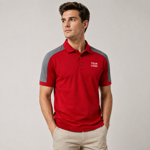Polo en tissu piqué de coton, coupe athlétique, avec patte de boutonnage, uni, sans logo, vente en gros, OEM, marque privée, pour la tenue. - Product Image 2