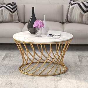 Mesa auxiliar de café con patas de metal y tablero de madera, mesa de centro para sala de estar estilo rústico - Product Image 3
