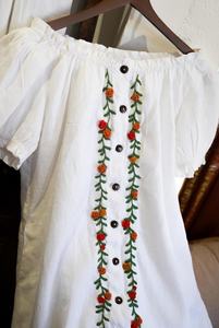 <b>White</b> Off-The-Shoulder Cap Sleeve Midi Dress With Floral Embroidery Loose Fit Boho Summer Casual Dress For Women - Product Image 2