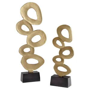 Escultura Abstracta de Latón Chapado en Oro, Pieza de Arte de Forma Irregular para Decoración del Hogar, Artesanía Metálica Moderna - Product Image 3