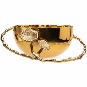 <b>Prime</b> Quality Silver Finish Modern Luxury Eco-Friendly Metal Handled Serving Bowl Unique Tabletop Centerpiece Wedding Serveware - Product Image 5