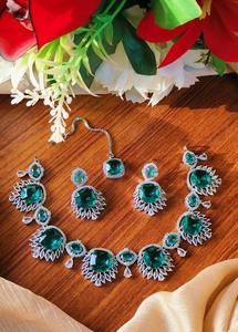 Vibrant Afghan Multi Color Stone Floral Vine <b>Necklace</b> Set With Emerald <b>Ruby</b> And Amethyst Rectangular Crystals - Product Image 4