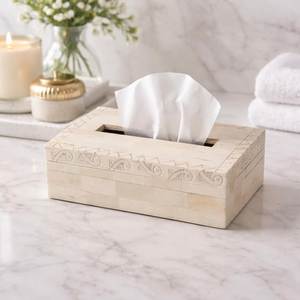 Boîte à mouchoirs artisanale indienne, nouveau modèle, incrustation de os, motif floral, qualité et finition supérieures, pour la maison, le bureau et les restaurants. - Product Image 3