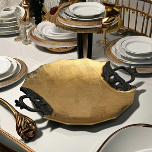 Haute qualité nouveau Design café plateau de transport or noir finition plateau de service pour Restaurant Ramadan décors plateau à chocolat - Product Image 1