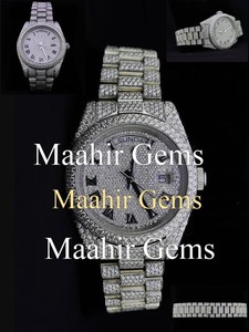 Hot Selling High Quality High <b>End</b> Luxury Fashion Moissanite Stainless Steel Round Case 10 <b>Bar</b> Water Resistant Watch - Product Image 2