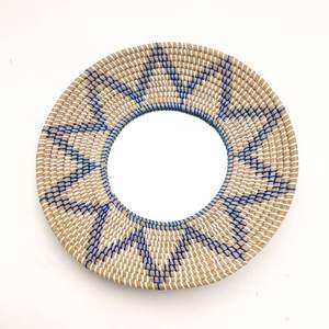 Customizable Woven Handwoven Natural <b>Rattan</b> <b>Mirror</b> Frame Wood Round Rustic Farmhouse Design Living Room Bedroom Interiors - Product Image 1