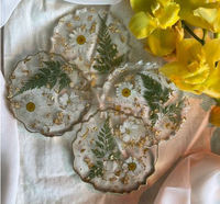 Ensemble de quatre sous-verres en résine peints à la main, écologiques, thème marin, durables et élégants, pour la maison, le bureau, la table basse et le bar