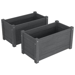 Ensemble de 2 jardinières moyennes en pin massif gris durable pour pots de fleurs et jardinières - Product Image 2