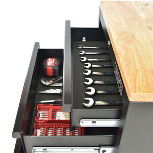 Chariot de rangement à roulettes pour outils, support OEM, vente en gros, 61 cm, 10 tiroirs, pour mécanicien et garage, en acier thermolaqué CSPS noir mat - Product Image 2