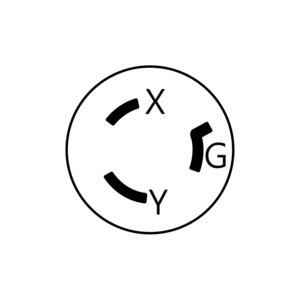 Prise électrique industrielle Hubbell compatible WJ-8326, homologuée haute tension NEMA L8-20P 480V, norme UL498, courant nominal 20A - Product Image 6