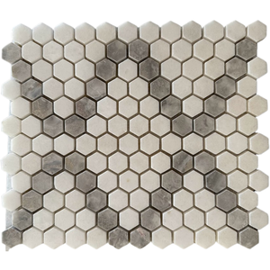 Mosaico Hexagonal de 1 Pulgada, Mezcla de Mármol, Estilo Moderno para Baño, Revestimiento de Pared Interior Resistente al Agua, Estilo Contemporáneo - Product Image 2