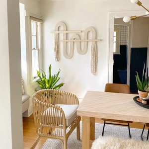 แขวนผนัง macrame สีขาวที่มีสไตล์สำหรับตกแต่งบ้านที่ทันสมัยห้องนอนห้องนั่งเล่นและตกแต่งผนังภายในที่เรียบง่ายหรูหรา - Product Image 5