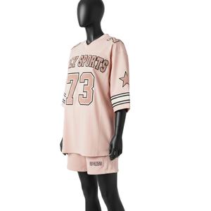 Ensemble short et maillot de football pour femmes, qualité supérieure, 180 GSM, polyester à séchage rapide, style panneau rose, impression de logo personnalisé, ensembles pour femmes 100% coton - Product Image 4