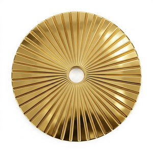 Decorative Brushed Brass Backplate Round <b>Gold</b> Finished Modern Design Furniture <b>Handle</b> Home Office Living Room Dresser Hardware - Product Image 5
