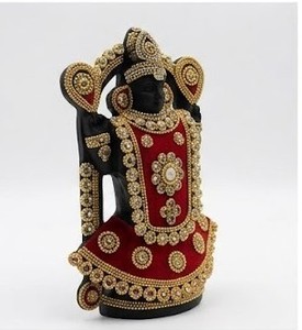 Traditional Religious Lakshmi <b>Statue</b> Black & <b>Gold</b> Plated Resin Art Handicraft for Diwali Home Decor Tabletop Sculpture - Product Image 5
