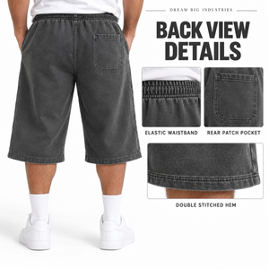 Shorts 3/4 personnalisés pour hommes en molleton 100 % coton gris anthracite, taille élastique avec cordon de serrage, poches latérales, coupe décontractée, OEM, marque privée, vente en gros - Product Image 2